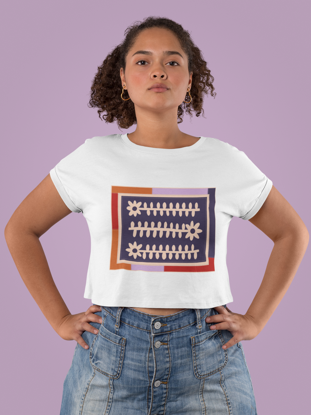 Flower Quilt Cropped Tee (Colorway - Winter)