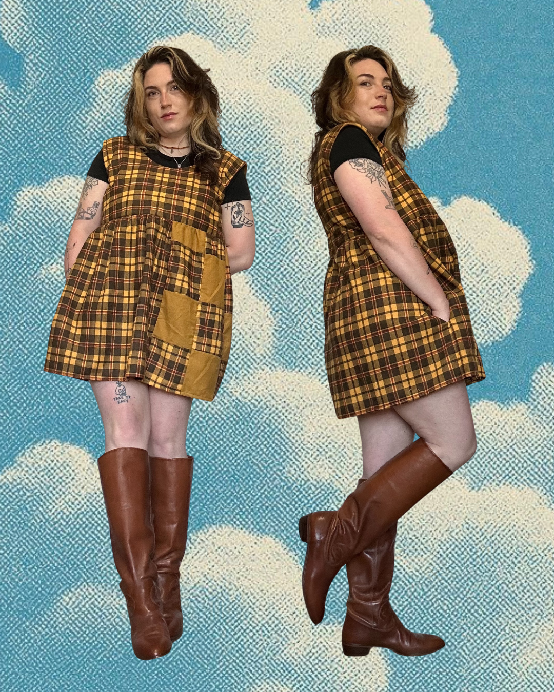 KSS Babydoll Smock Dress - Clueless Plaid