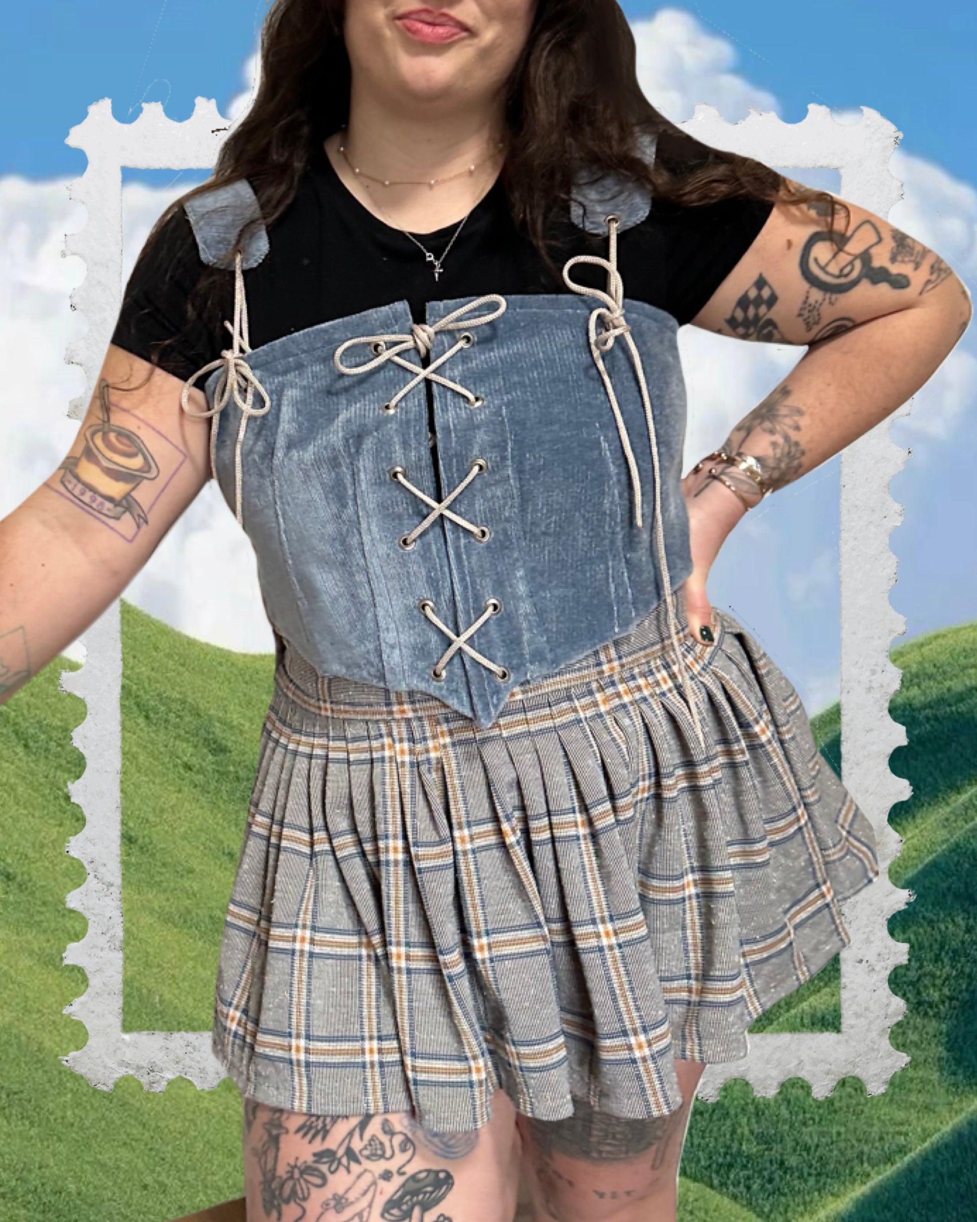 KSS Corset - Blue Corduroy