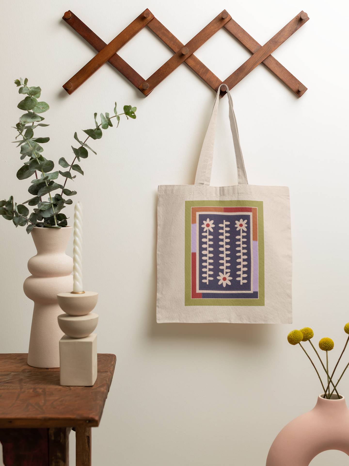 Flower Quilt Tote Bag
