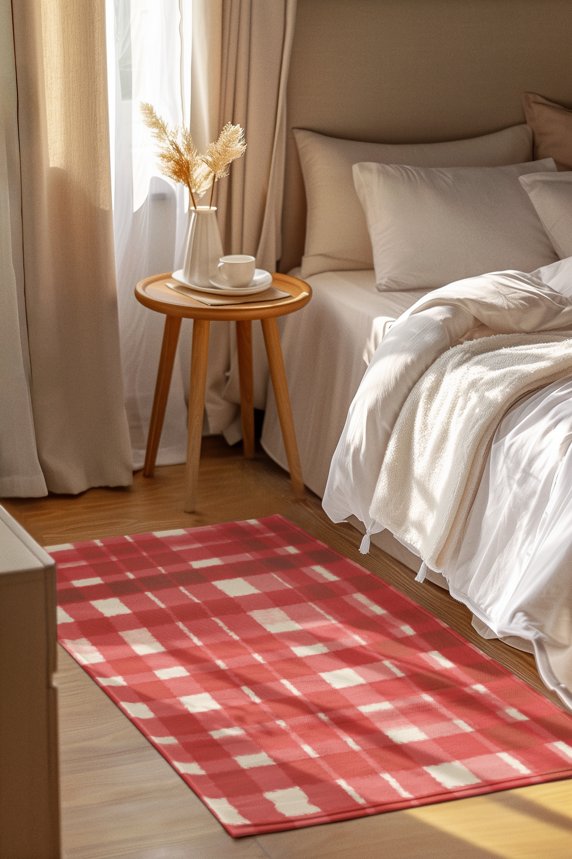 Red Gingham Area Rug