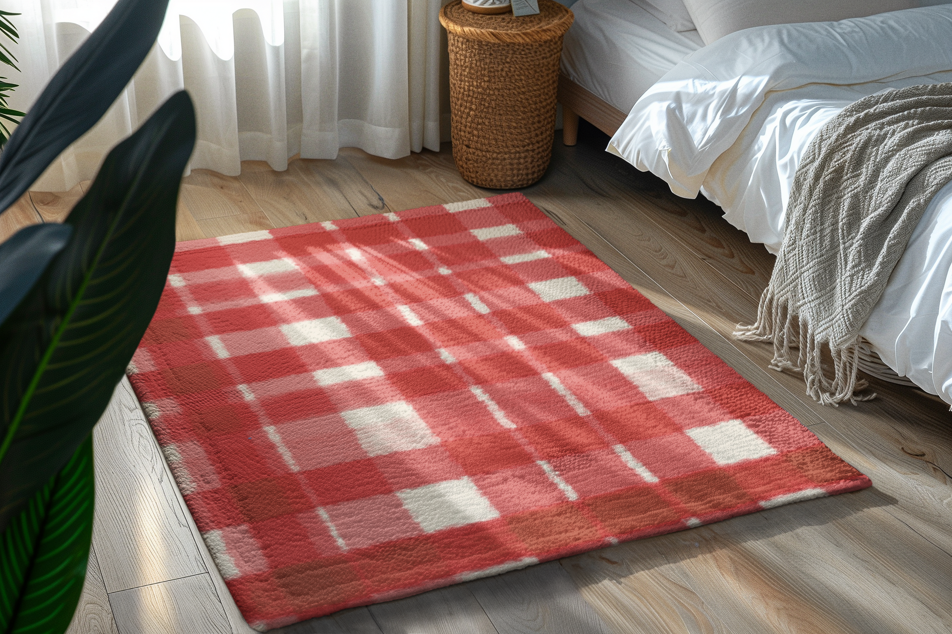 Red Gingham Area Rug