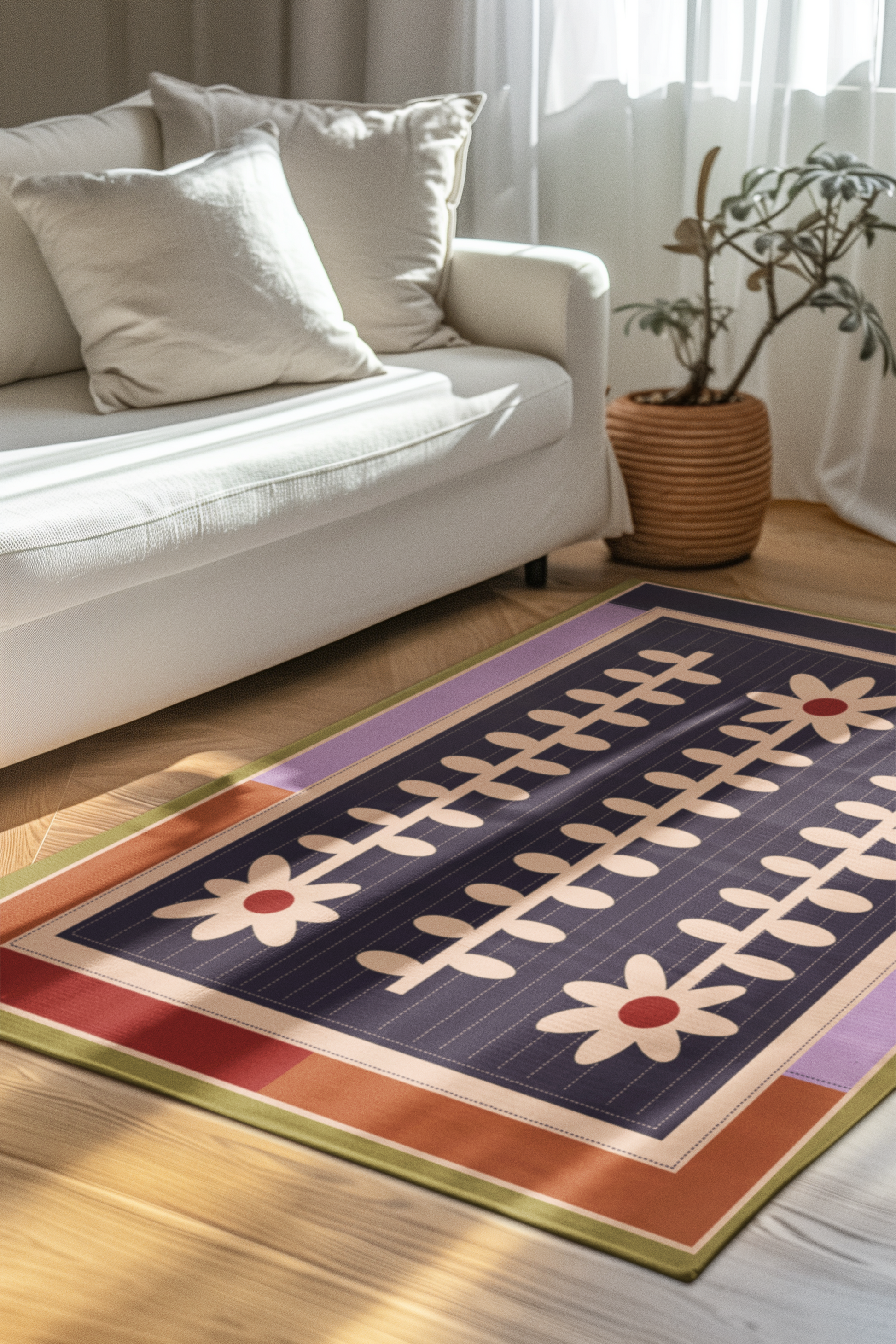 Flower Quilt Indoor/Outdoor Rug (Colorway: Winter)
