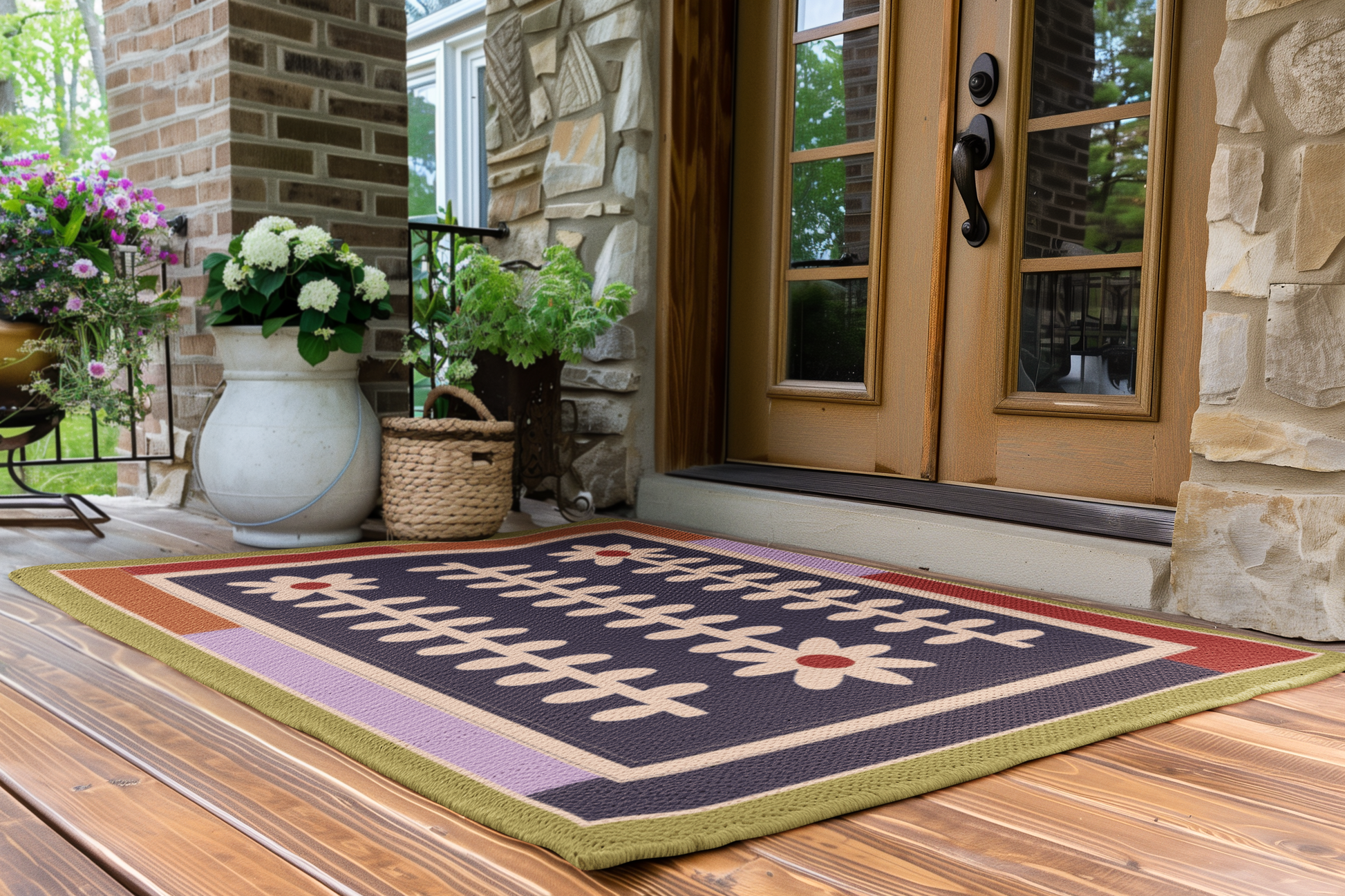 Flower Quilt Indoor/Outdoor Rug (Colorway: Winter)