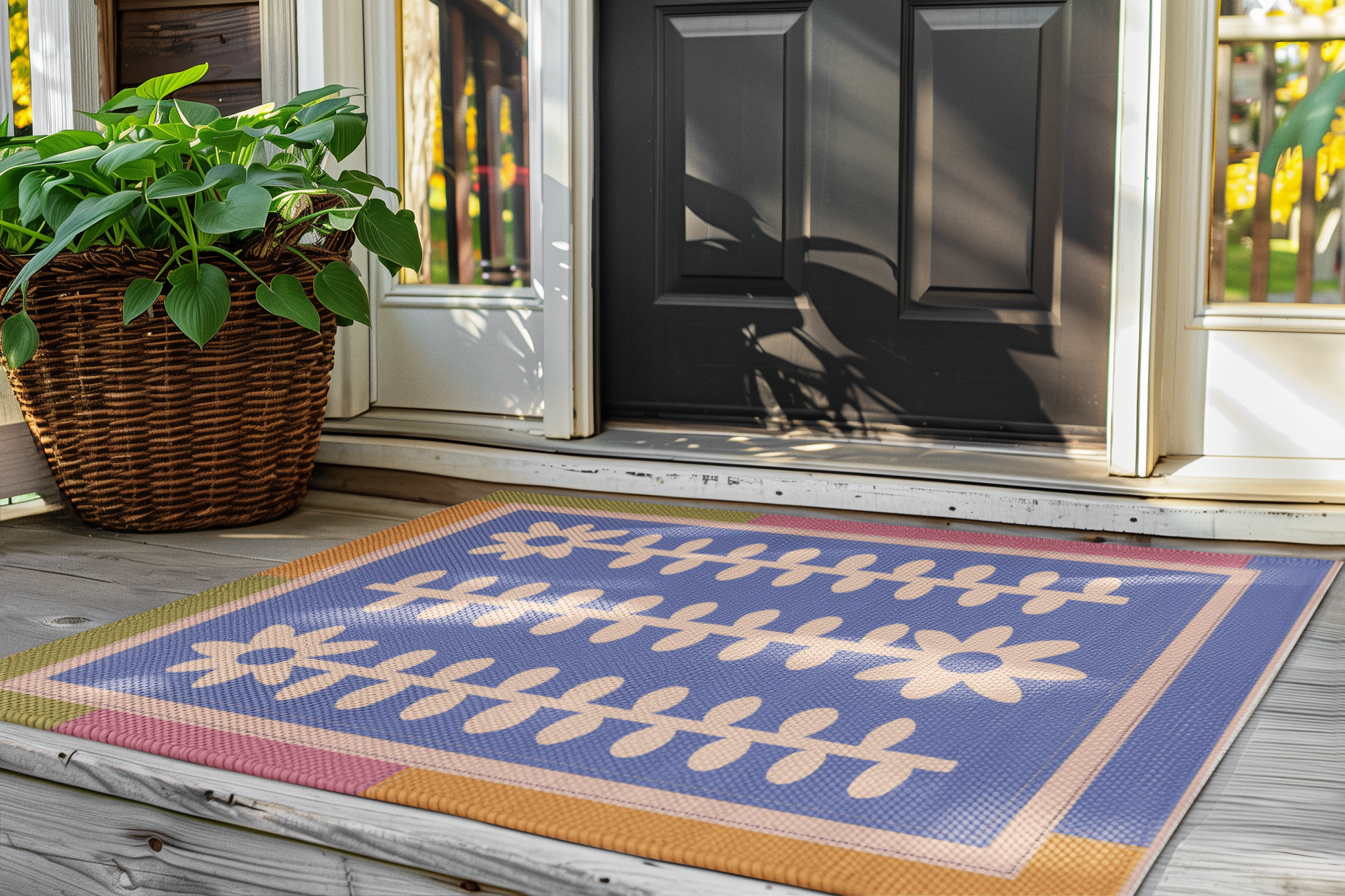 Flower Quilt Indoor/Outdoor Rug (Colorway: Spring)