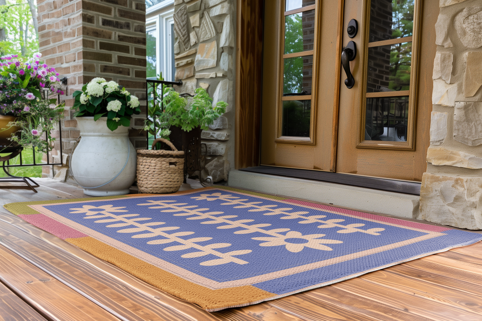 Flower Quilt Indoor/Outdoor Rug (Colorway: Spring)