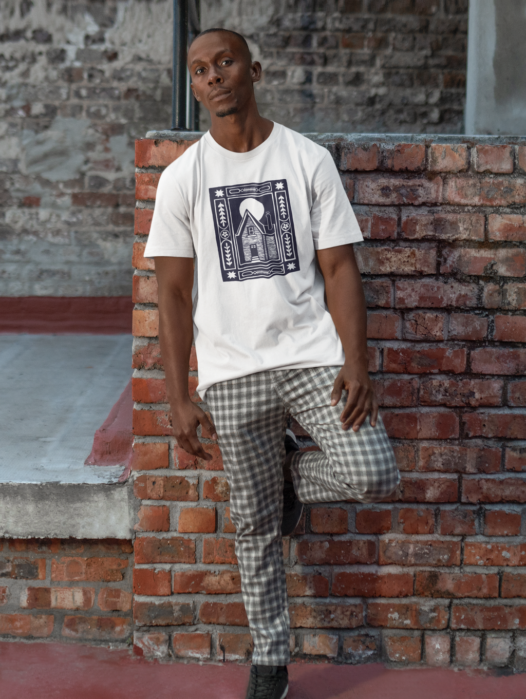 Unisex Softstyle T-Shirt - Haunted House Block Print