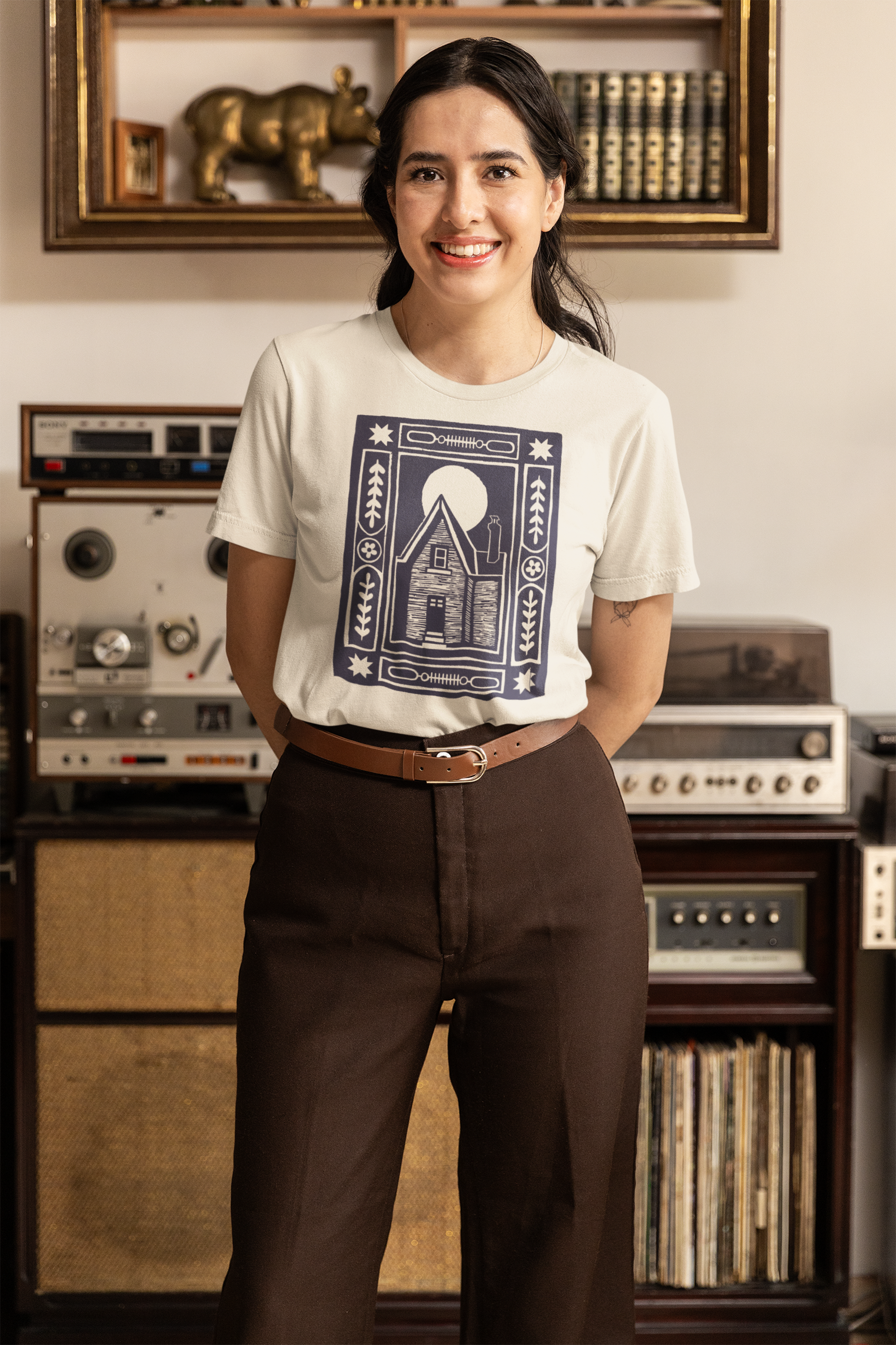 Unisex Softstyle T-Shirt - Haunted House Block Print