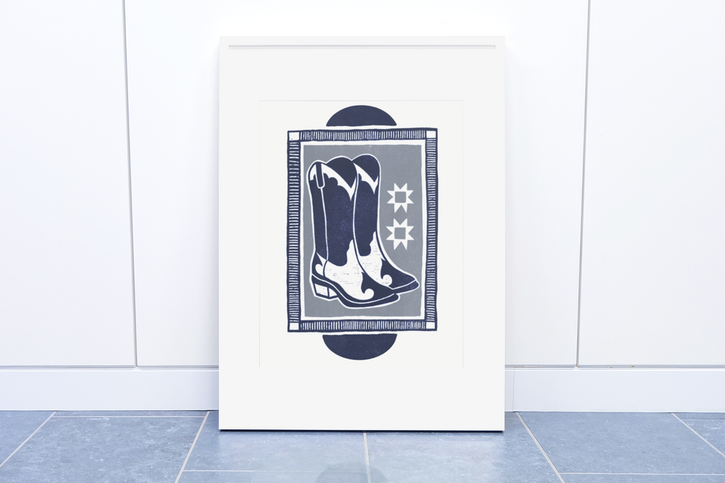 Cowboy Boot Block Print Poster