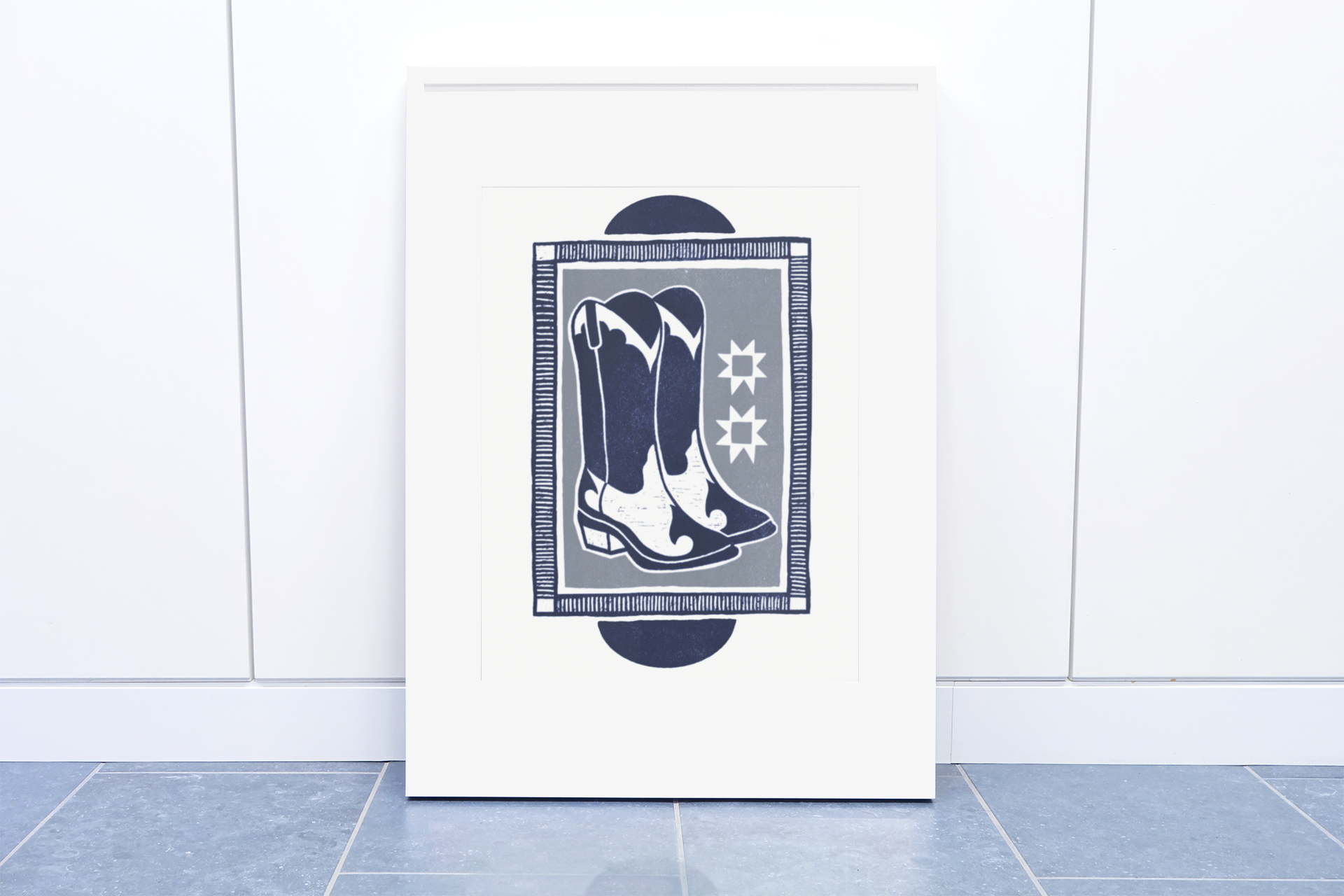 Cowboy Boot Block Print Poster