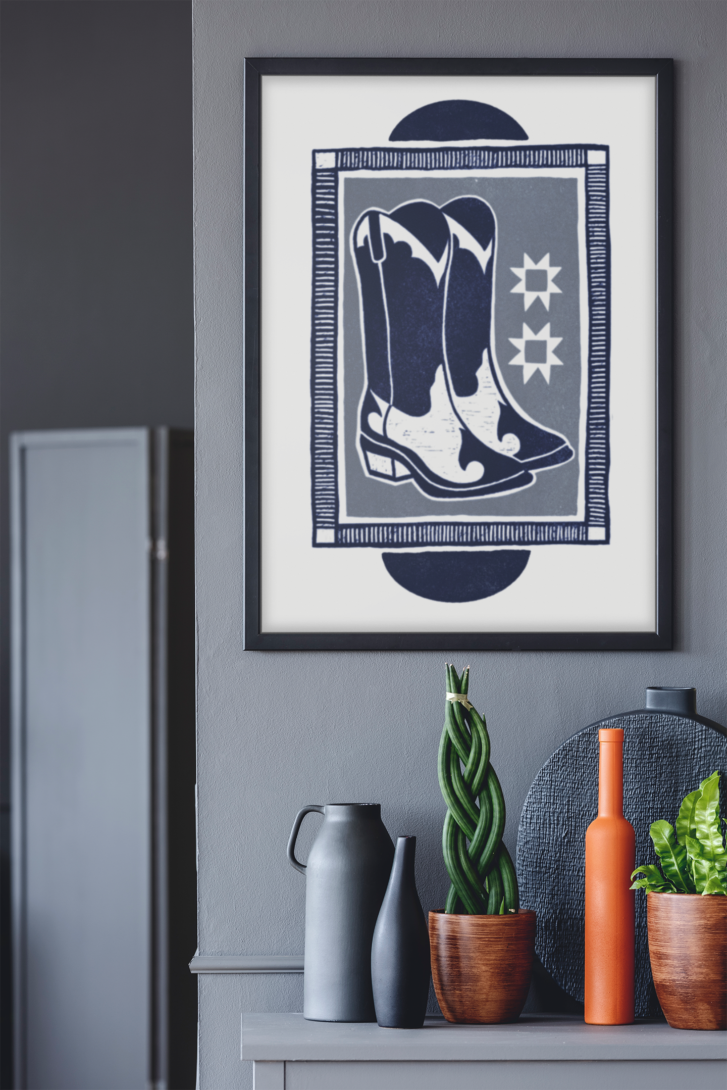 Cowboy Boot Block Print Poster