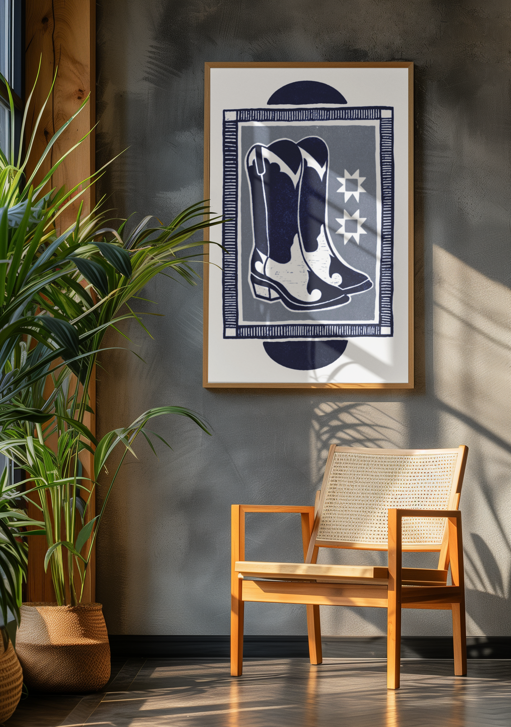 Cowboy Boot Block Print Poster