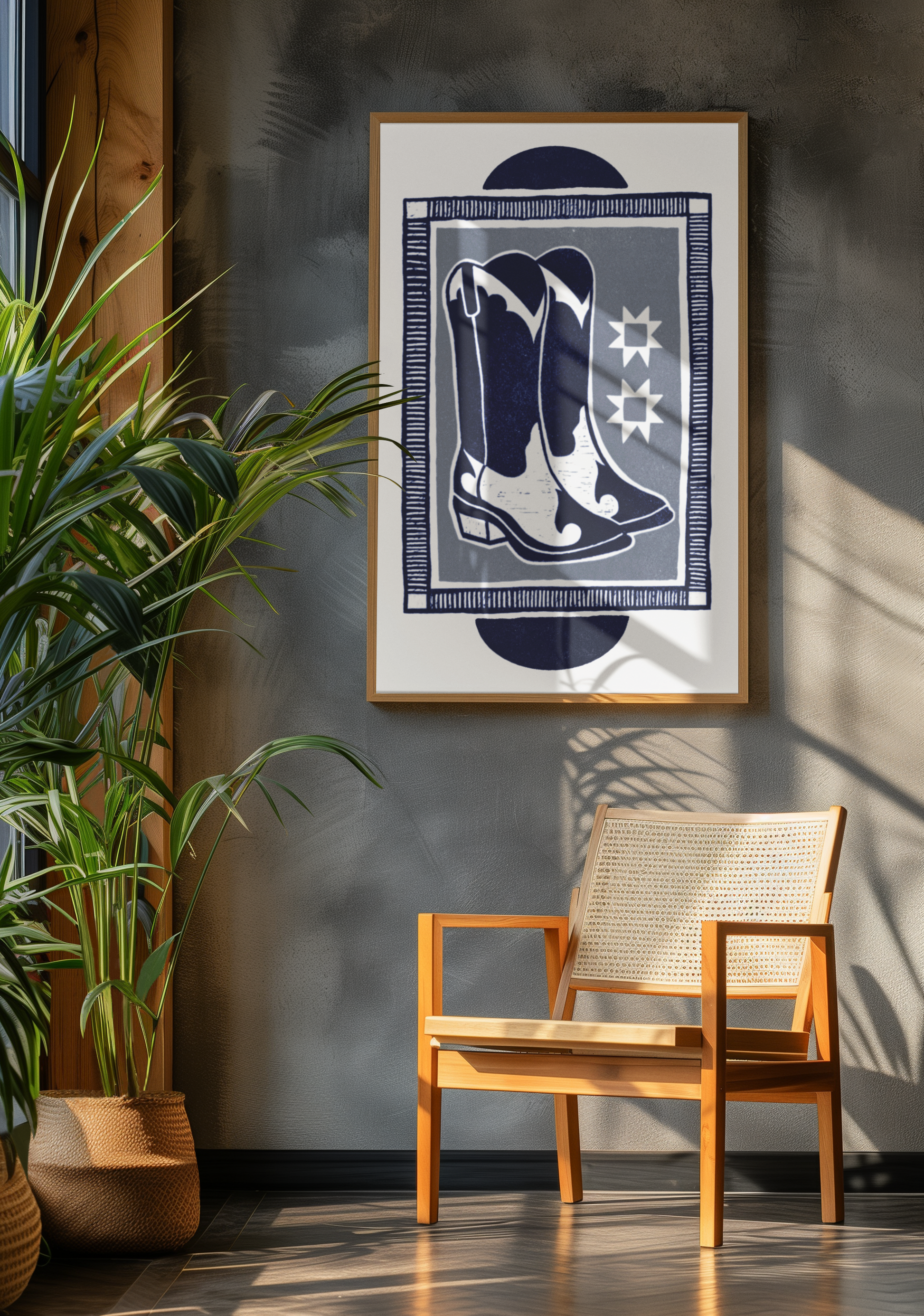 Cowboy Boot Block Print Poster