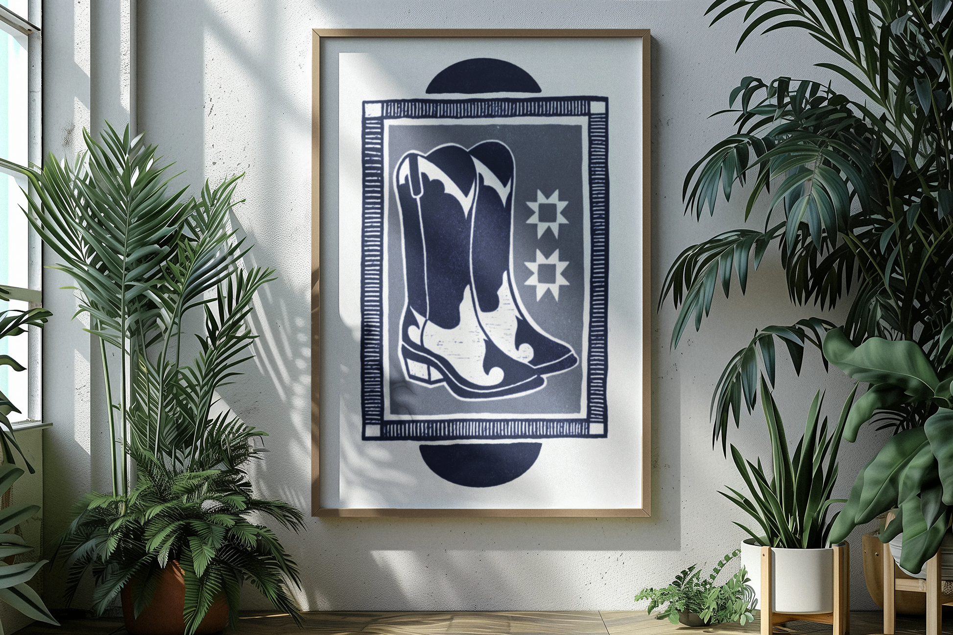 Cowboy Boot Block Print Poster