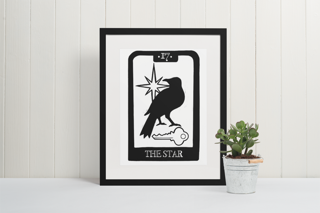 Tarot Crow Block Print Poster