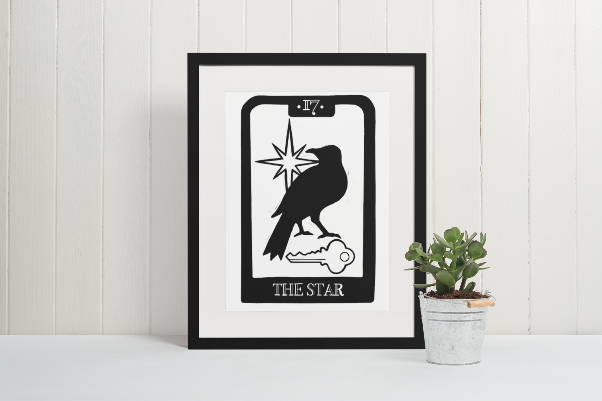 Tarot Crow Block Print Poster