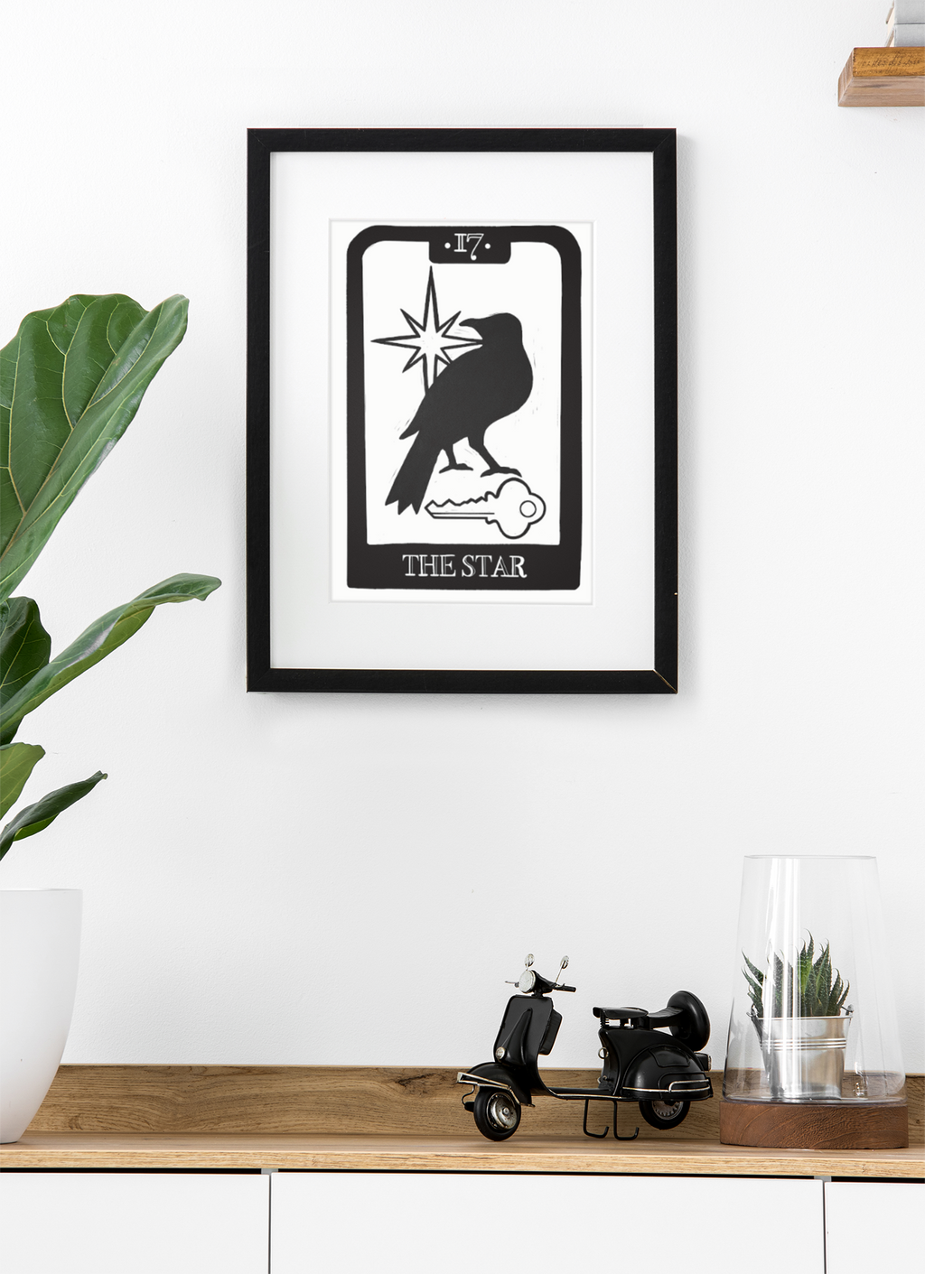 Tarot Crow Block Print Poster
