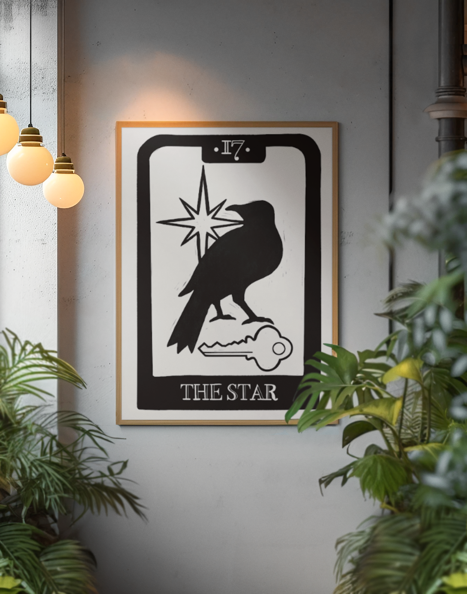 Tarot Crow Block Print Poster