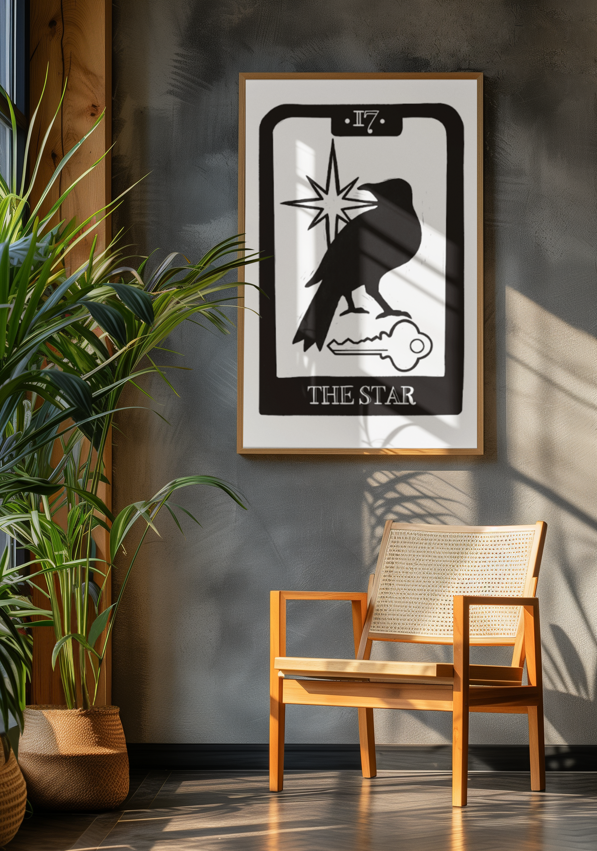 Tarot Crow Block Print Poster