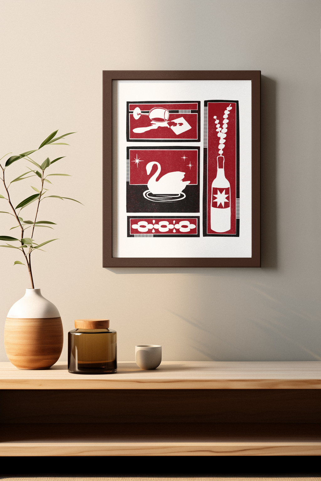 Swan Song Print - Red/Black