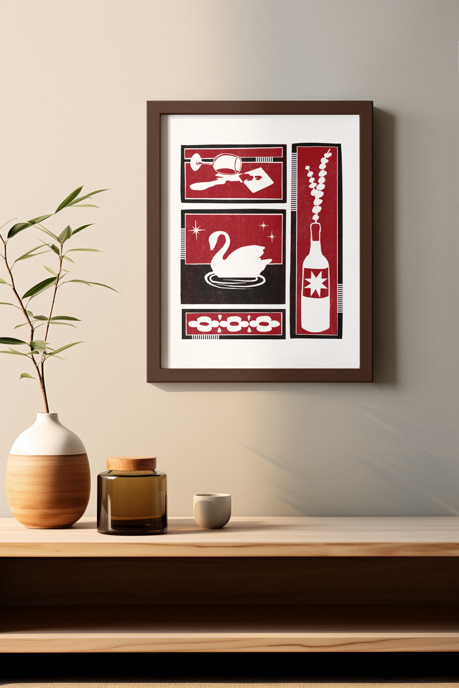 Swan Song Print - Red/Black