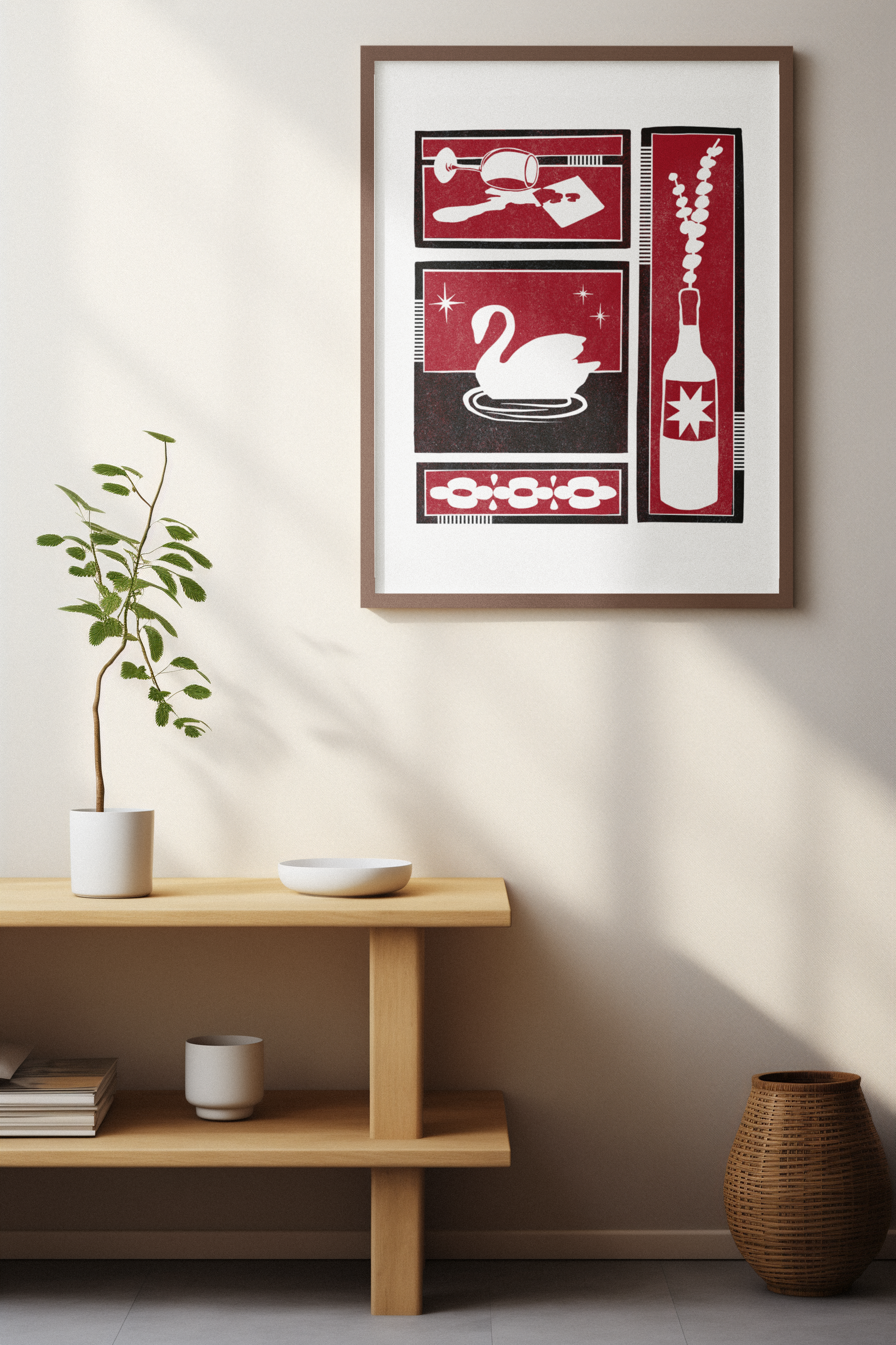 Swan Song Print - Red/Black