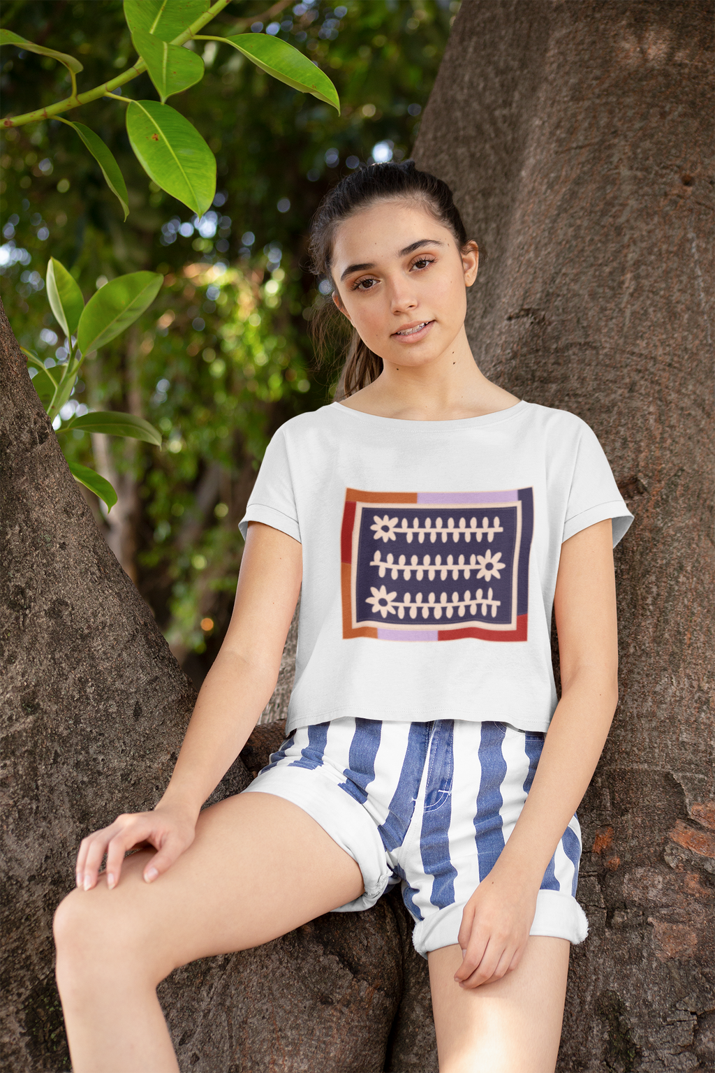 Flower Quilt Cropped Tee (Colorway - Winter)