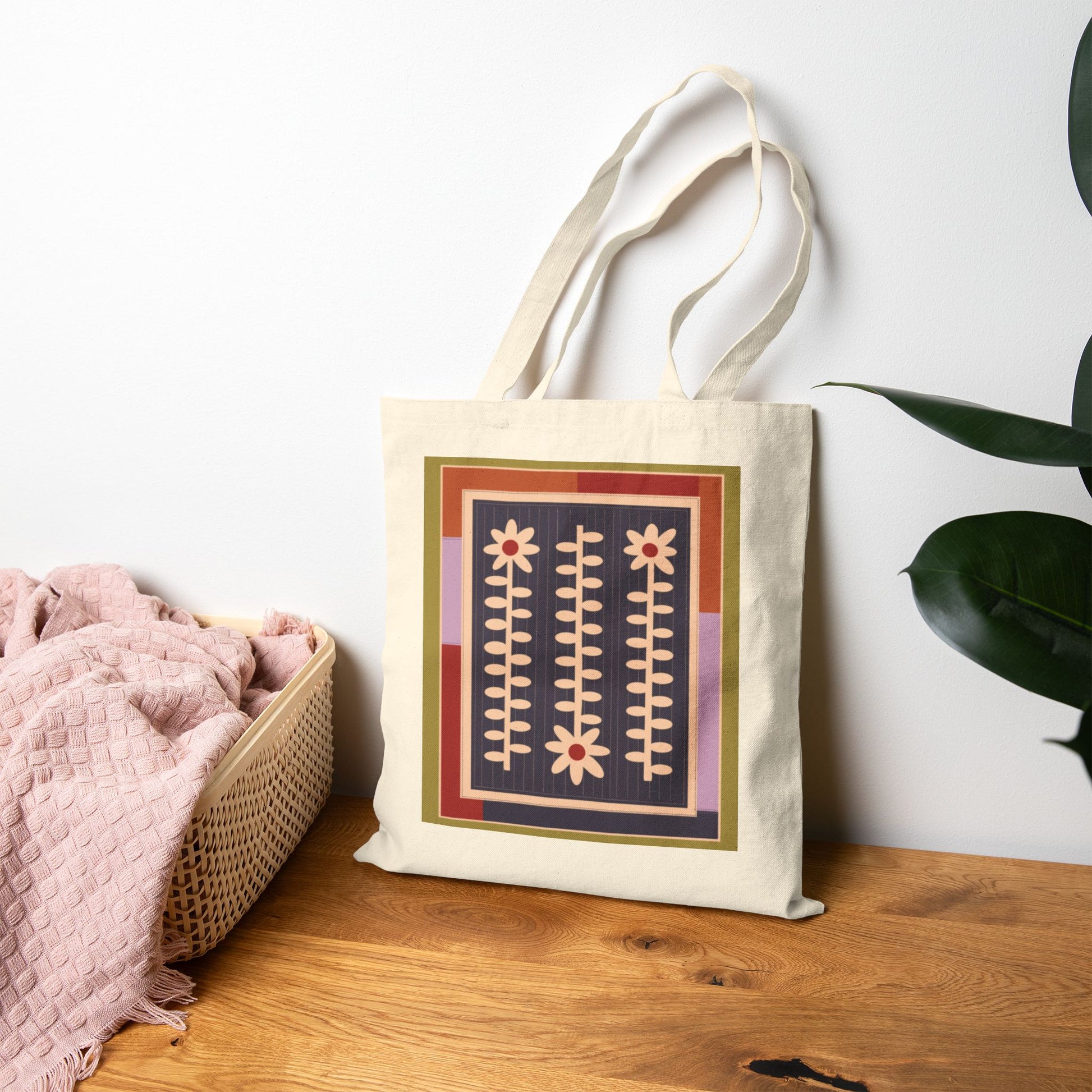 Flower Quilt Tote Bag