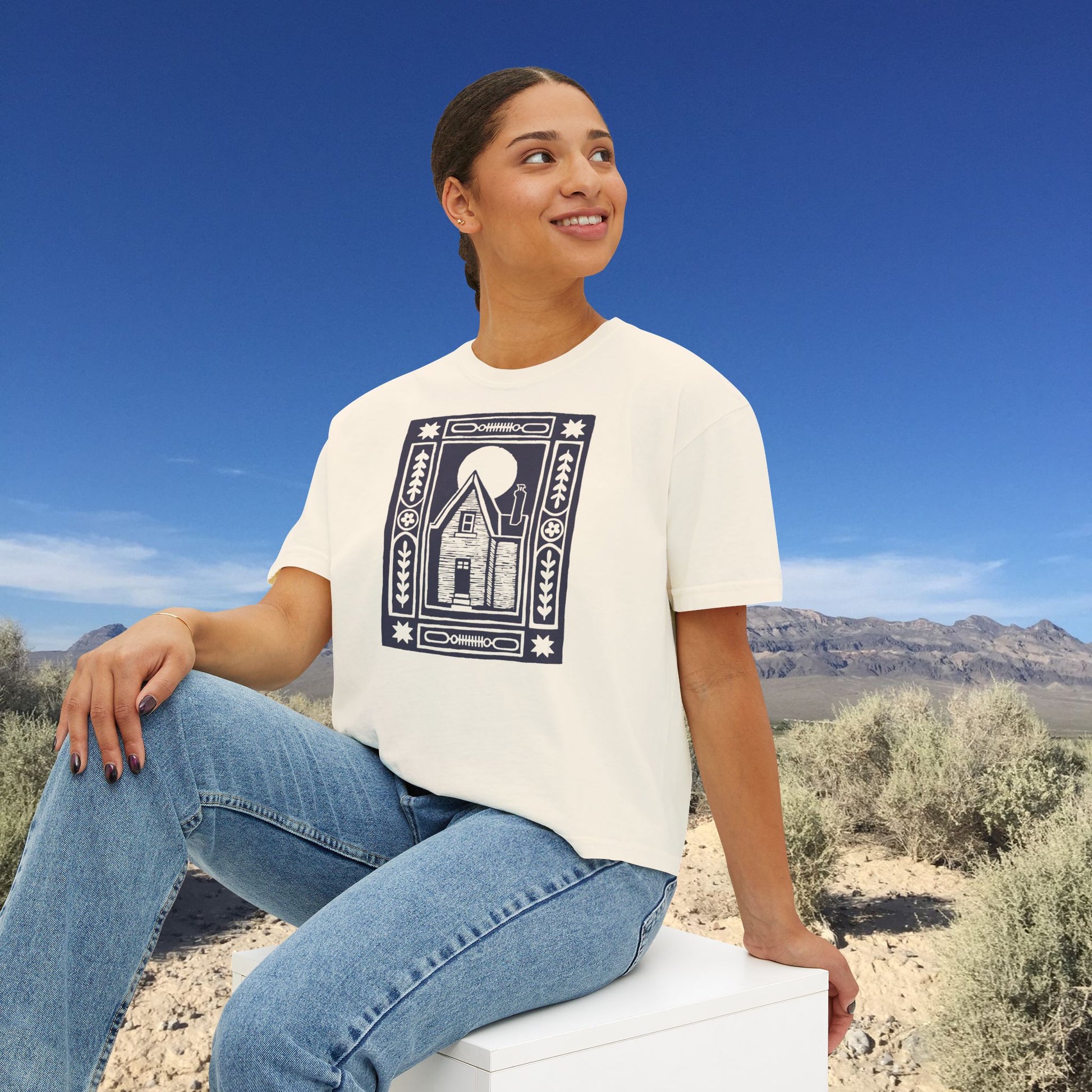 Haunted House Block Print Yoga Tee