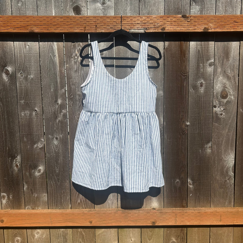KSS Babydoll Smock Dress - Blue Stripes