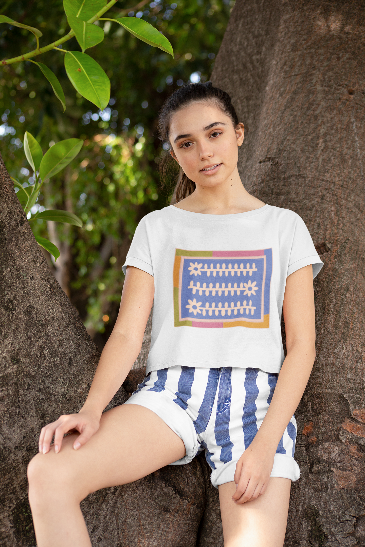 Flower Quilt Cropped Tee (Colorway: Spring)