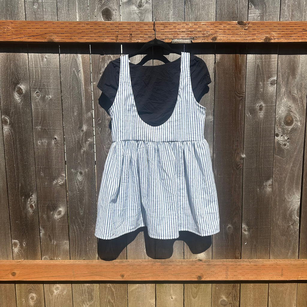 KSS Babydoll Smock Dress - Blue Stripes