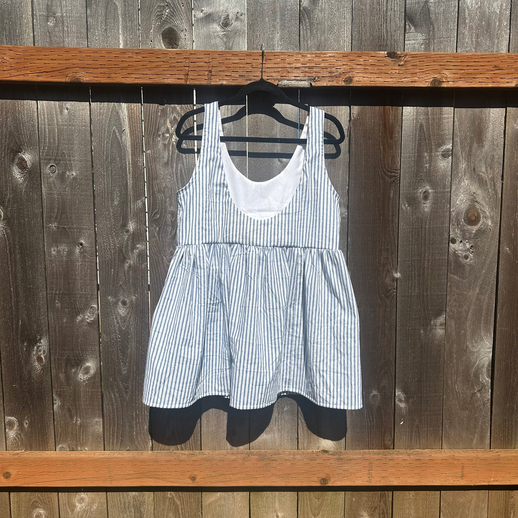 KSS Babydoll Smock Dress - Blue Stripes