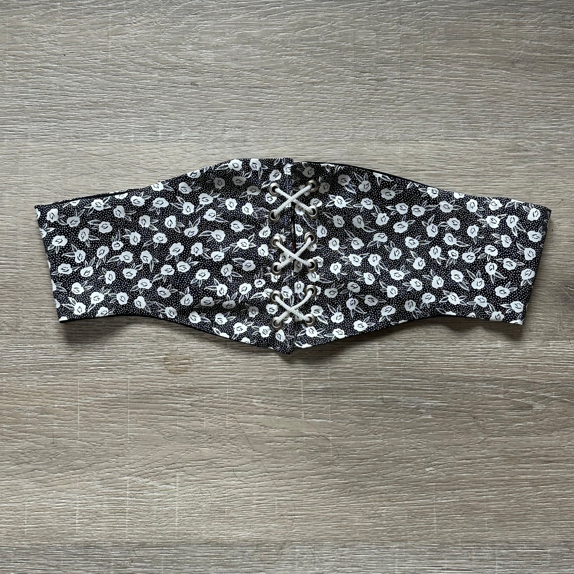 KSS Corset Belt - Short / Black Floral Cotton 35” Waist