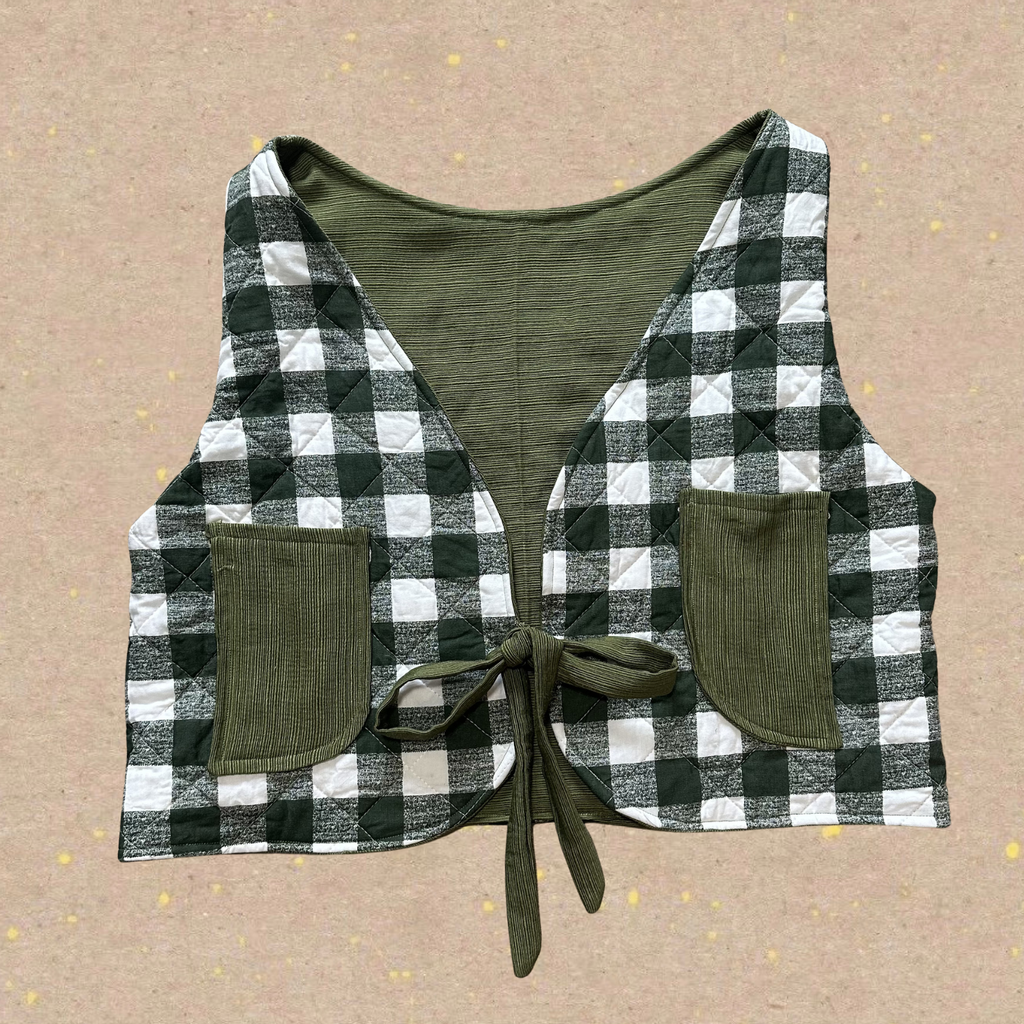 Fixie Vest - Green Gingham