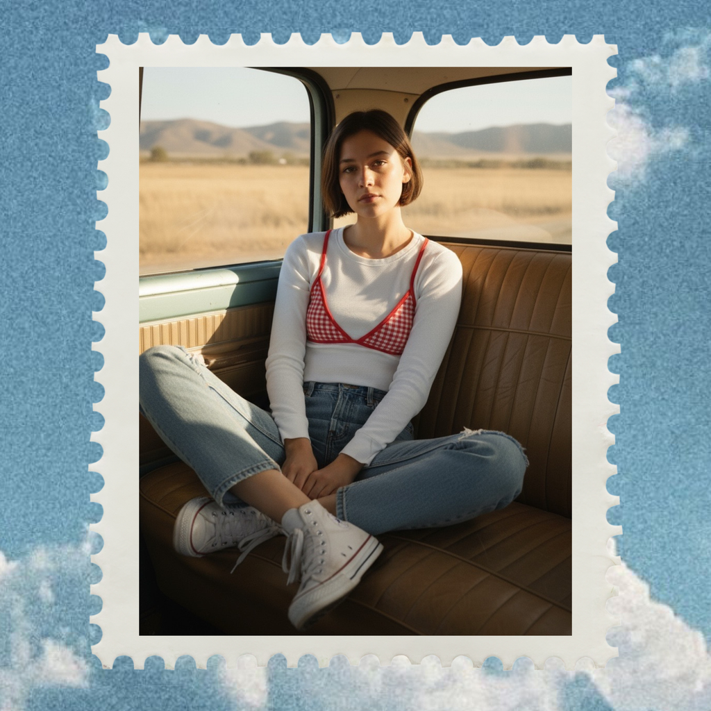 Après Tee - White/Red Gingham