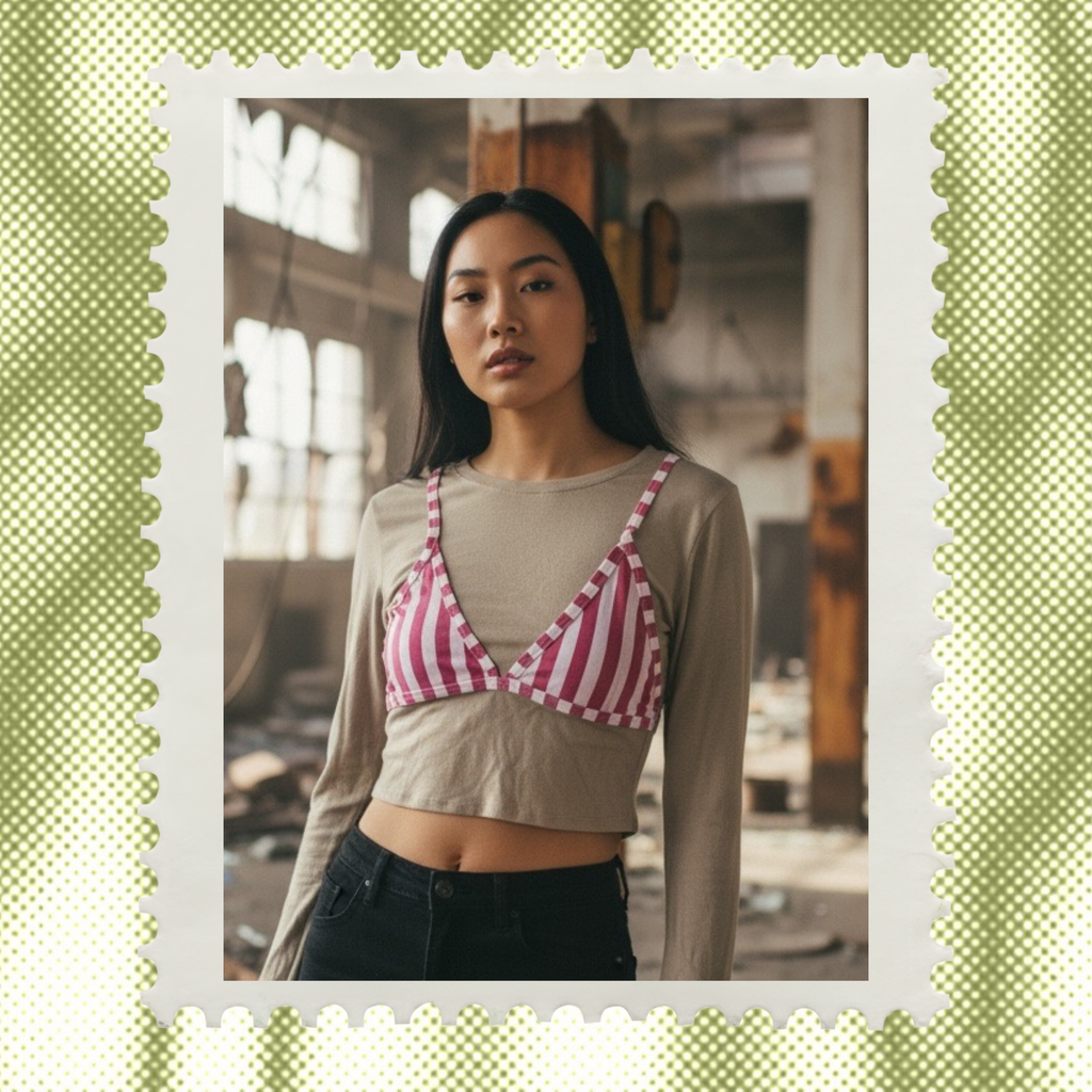 Après Tee - Sage/Pink Striped