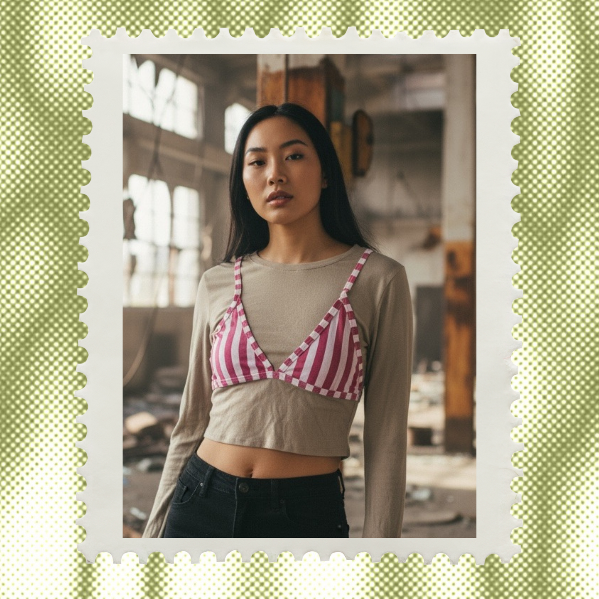 Après Tee - Sage/Pink Striped