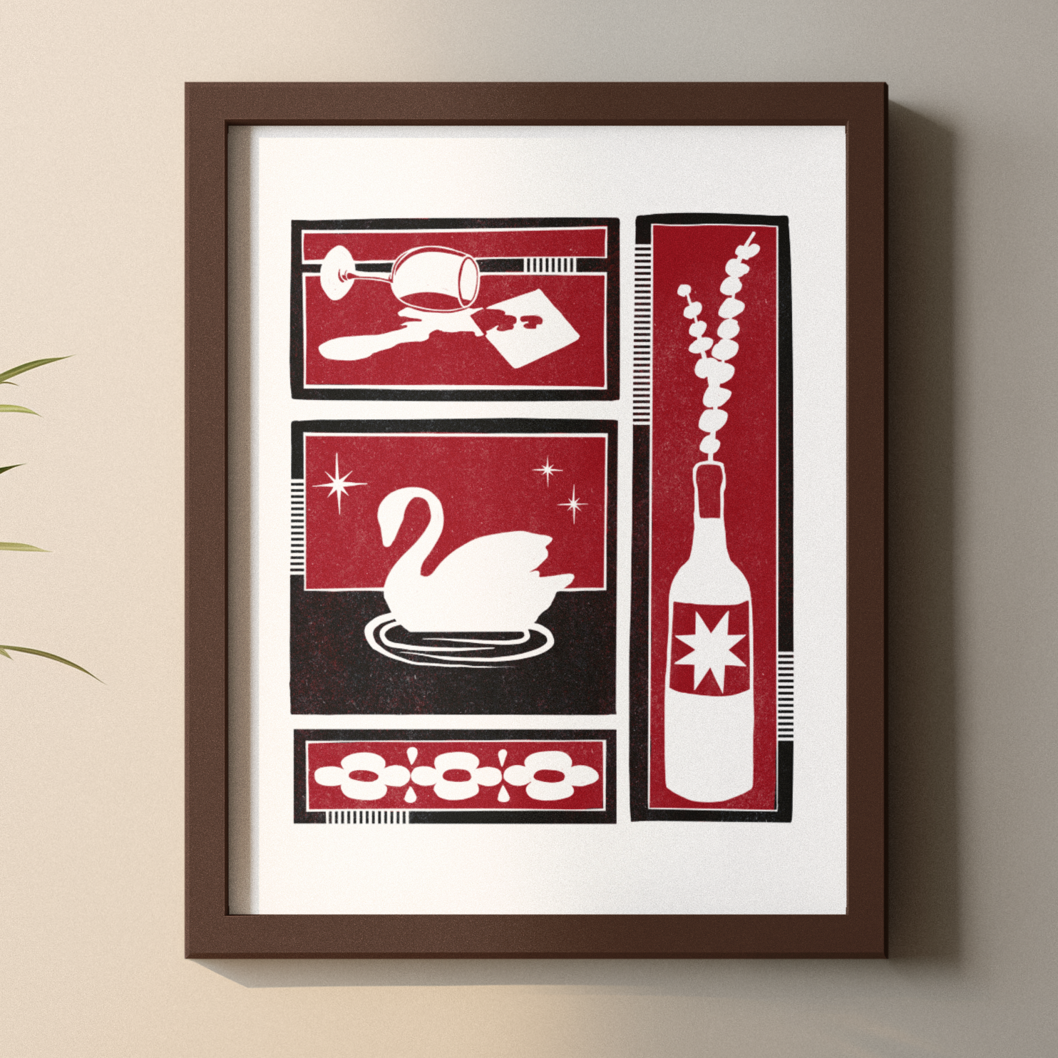 Swan Song Print - Red/Black