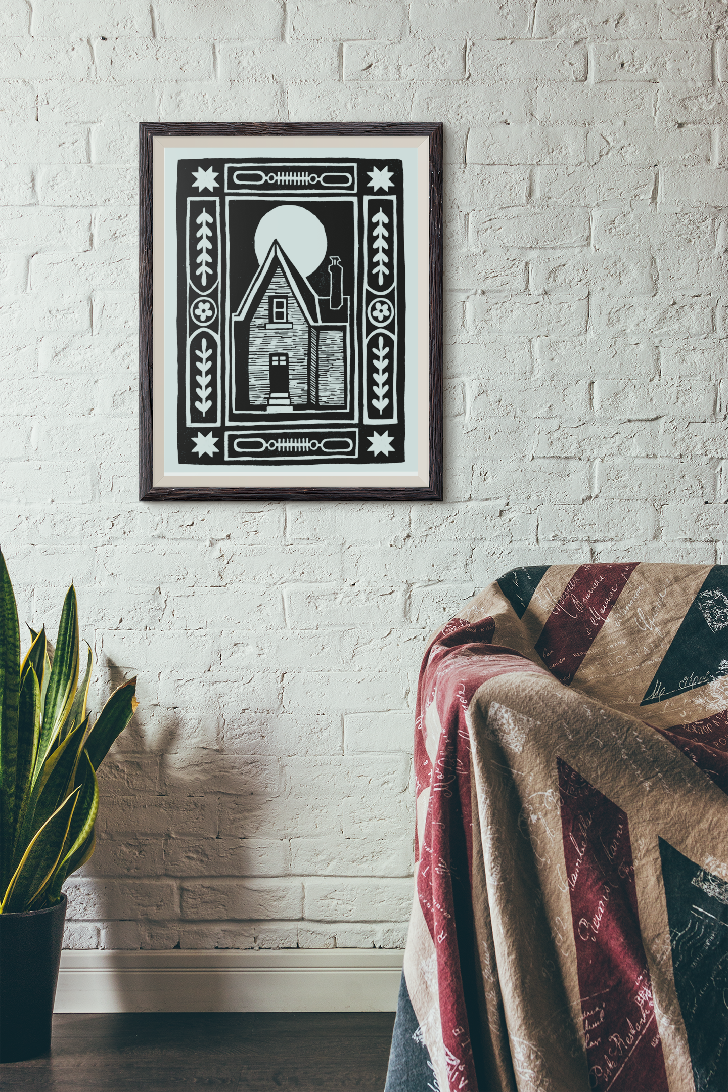 Haunted House Block Print - Rich Black